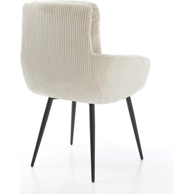 Esszimmerstuhl Abelia-Flex mit Armlehnen Cord Beige 4-Fuß konisch Schwarz – Bild 6