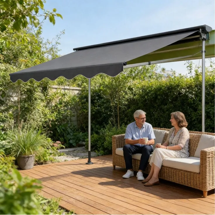 Ferghana Klemmmarkise Klemmmarkise Ohne Bohren, Balkonmarkise Höhenverstellbar (Sonnenschutz Wasserdicht UV-beständig, Sonnenmarkise für Terrasse Balkon Garten) Sichtschutz Markise