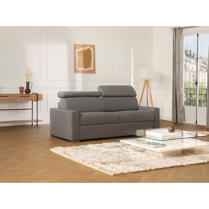 Vente-unique - VIZIR Sofa Stoff Grau - B 223 cm94 cm x H 110 cm95 cm x L 216 cm