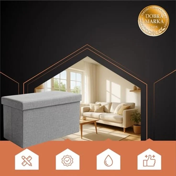 Ruhhy Stauraumhocker Stoffpouf Sitzbox Truhe XL (Spar-Set, 1 St, bis zu 80 kg), 54 l Stauraum, ideal für Decken, Spielzeug oder Alltagsgegenstände – Bild 7