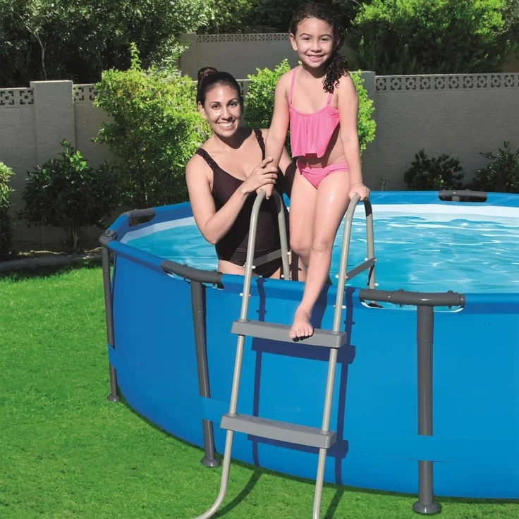Bestway 'Flowclear' Poolleiter, 2 Stufen, für Pools bis 84 cm Höhe, Metall/Kunststoff Grau – Bild 4
