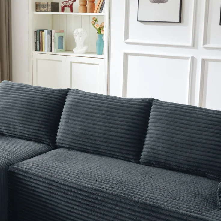 ZUBALIYA Knochenloses Sofa, L‑förmiges Cloud‑Ecksofa mit tiefem Sitzkomfort – ohne Montage, modulares Schlafsofa, 66 x 152 x 238 cm, Dunkelgrau, Rechts – Bild 9