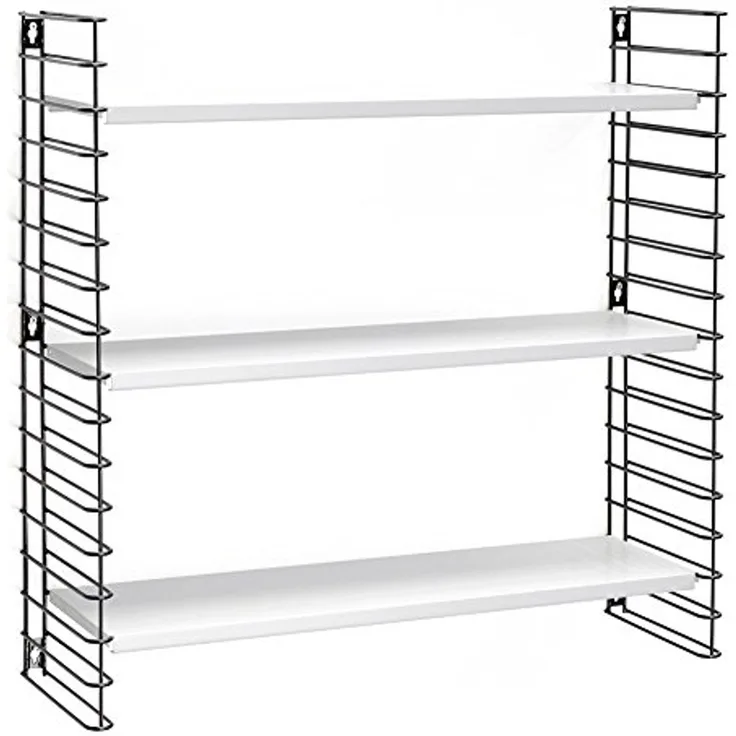 METALTEX 377603076 Bücherregal TOMADO mit 3 weißen Böden u. schwarzen Seiten / Hängeregal / TOMADO-Regalsystem
