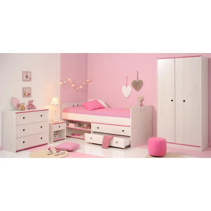 Parisot Kinderzimmer und Jugendzimmer Smoozy in weiß Kiefer Set 4-tlg.