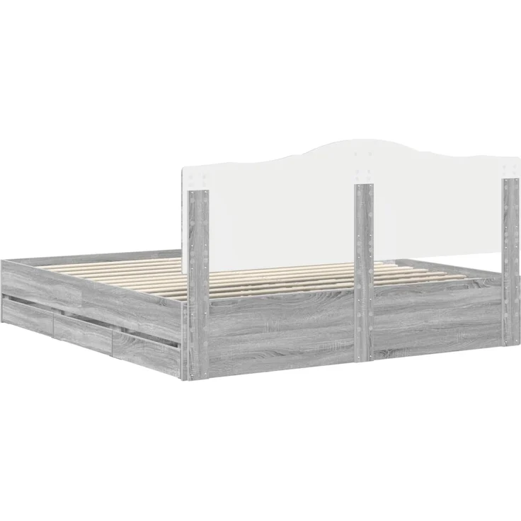 vidaXL Aufbewahrungsbett Graues Sonoma 200 x 200 cm Holzwerkstoff 3413476 – Bild 9