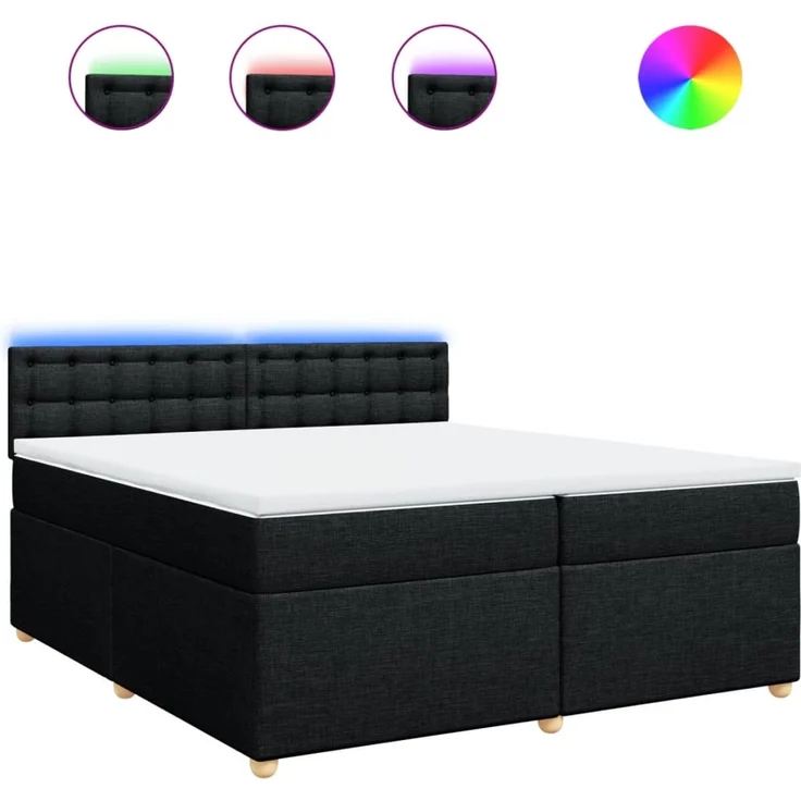 vidaXL Boxspringbett mit Matratze Schwarz 200x200 cm Stoff 3289103 – Bild 2
