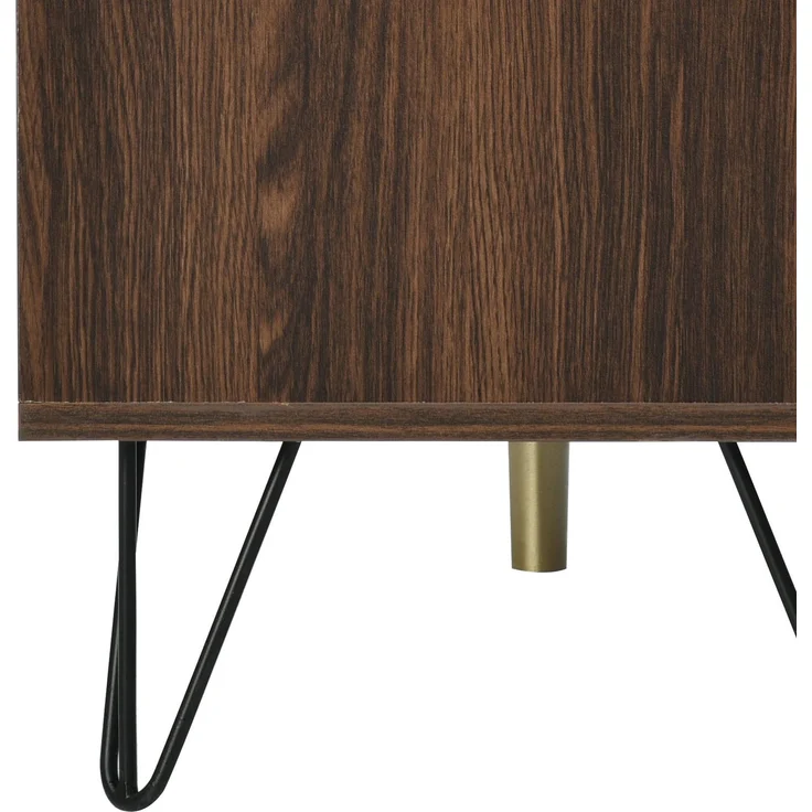 Merax Sideboard mit Fischgrätenmuster Dekor und Eisenfüße, Kommode mit 3 Türen und goldenen Metallgriffe, B:120cm – Bild 9
