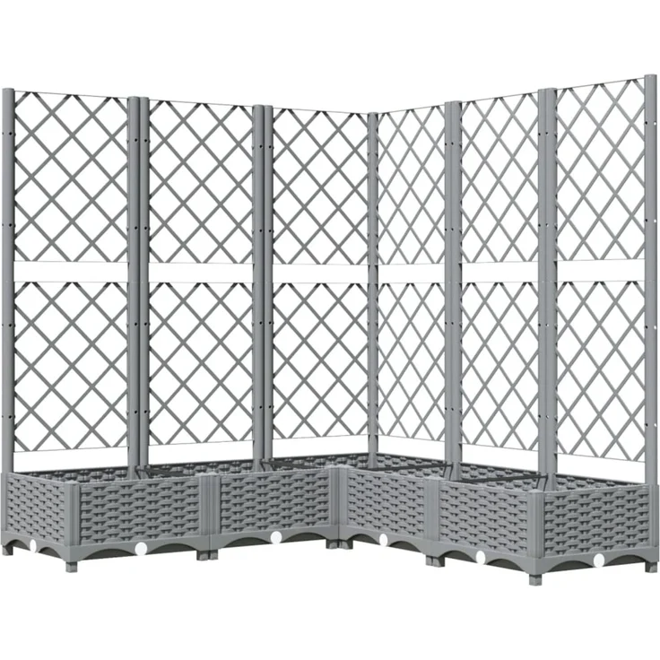 vidaXL Pflanzkübel mit Rankgitter Hellgrau 120x120x121,5 cm PP 153277 – Bild 2