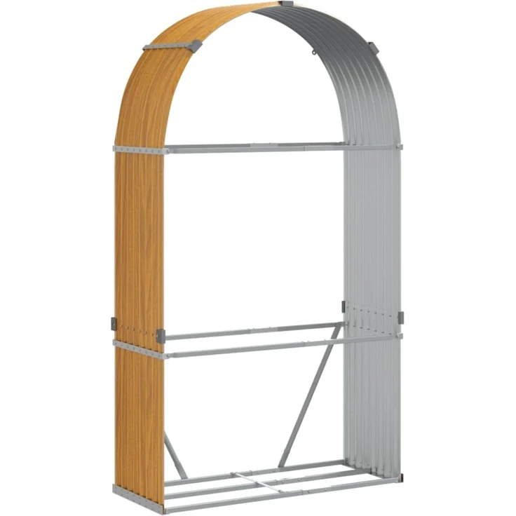 vidaXL Kaminholzunterstand Holzoptik 120x45x210 cm Verzinkter Stahl 364582 – Bild 4