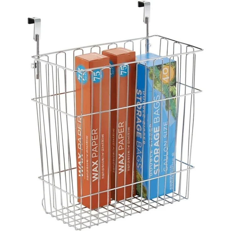 mDesign Hängekorb Schrankregal Aufbewahrungskorb Organizer 2er Set Metall Silber – Bild 8