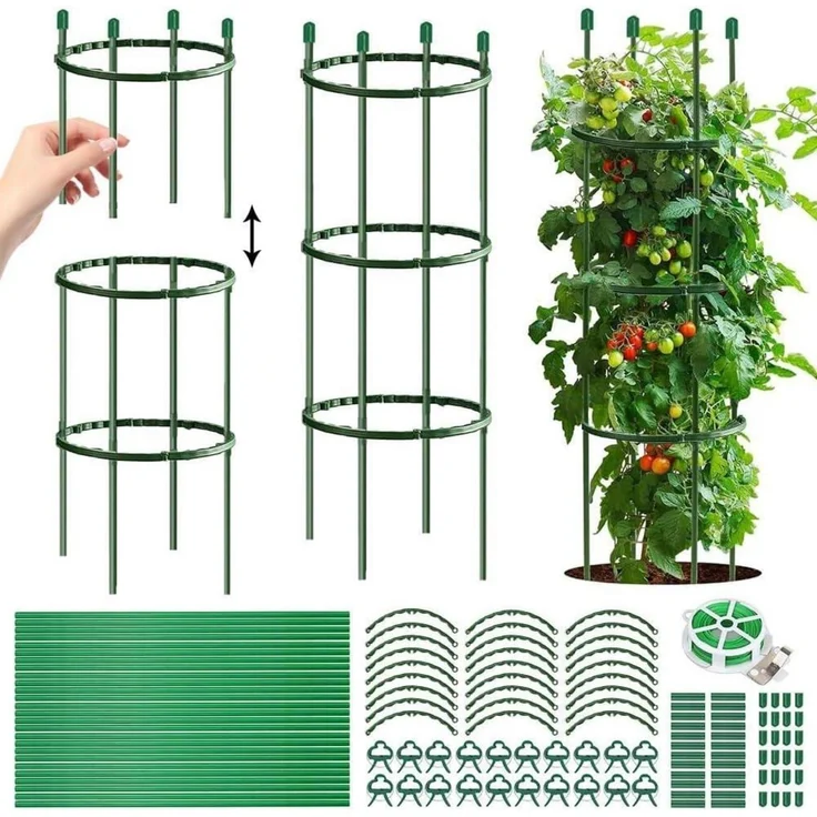 Tomaten Rankhilfe 141 PCS Gurken Rankhilfe Verstellbarer Höhe Tomatenkäfig – Bild 1