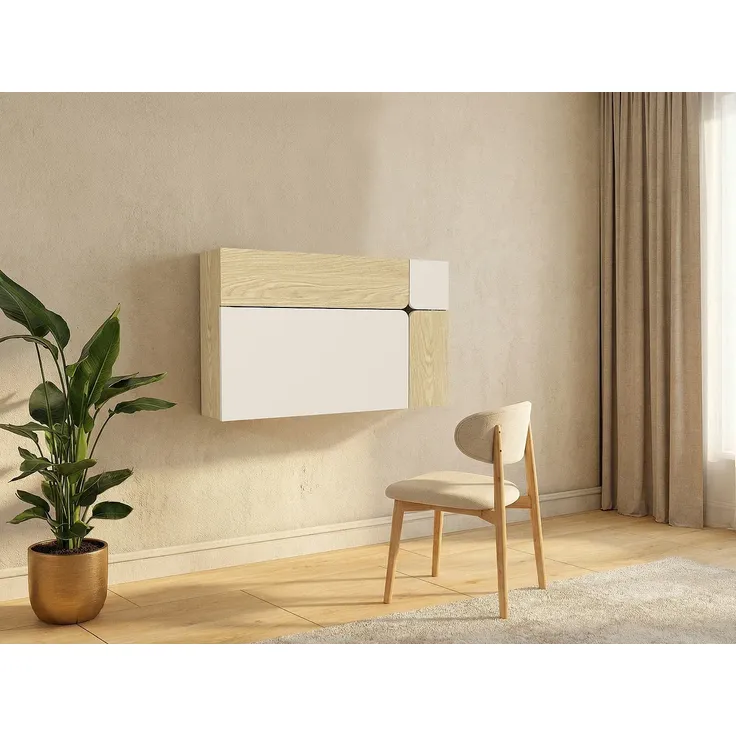 Vente-unique - LYNATO Büromöbel Holz, Platte BeigeBeige - B 21,8 cm x H 60 cm x L 100 cm – Bild 2