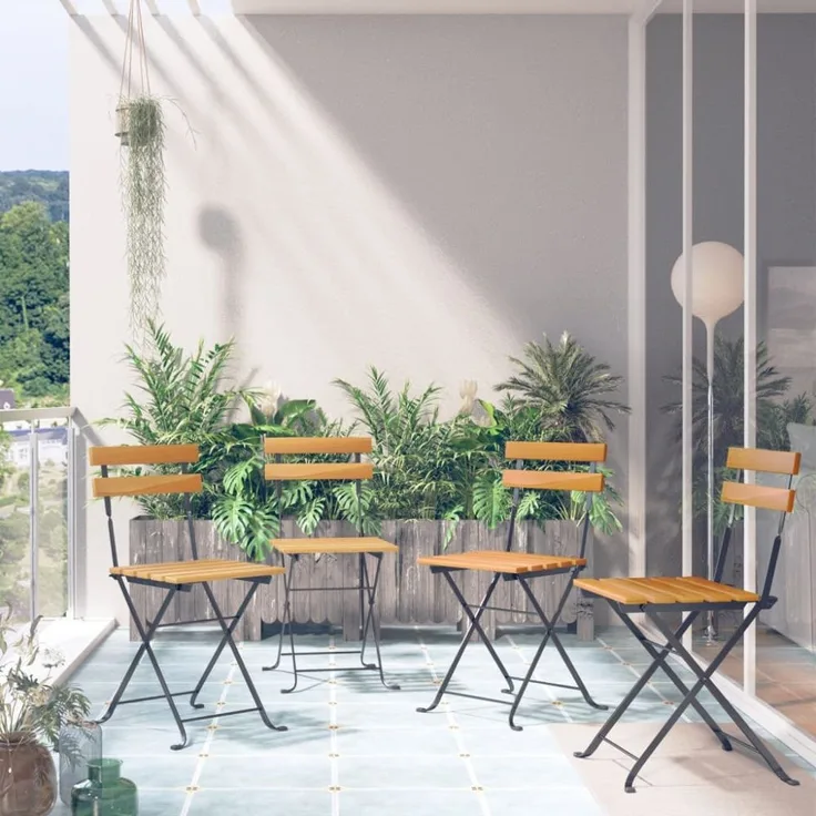 vidaXL Klappbare Bistrostühle 4 Stk. Massivholz Akazie 313161