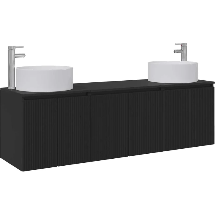 vidaXL Badezimmerschrank-Set 3 stk. Schwarz 161,5 x 44,5 x 80 cm 3405728 – Bild 2
