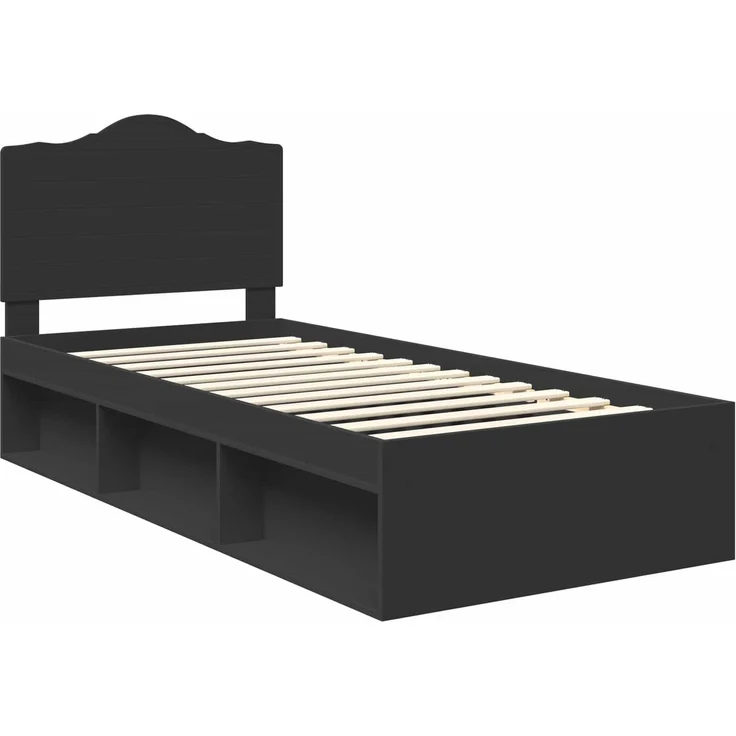 vidaXL Bettrahmen Schwarz 100 x 200 cm Massives Kiefernholz 3413345 – Bild 3