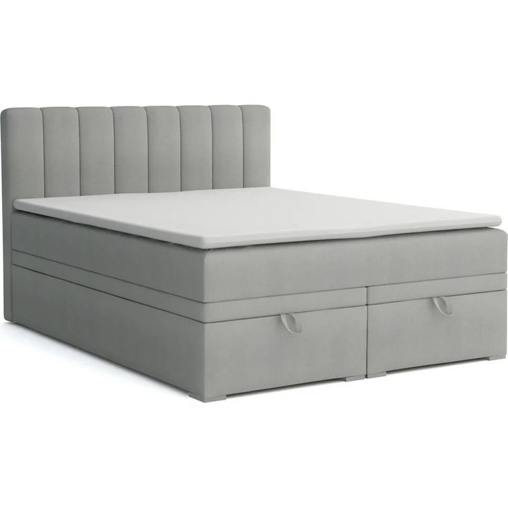 Deine Möbel 24 Boxspringbett DAVID Boxbett Polsterbett Komplettbett Bett mit einer Matratze H4 (Taschenfederkernmatratzen 7 Zonen H4 Creme Grau Hellgrau Schwarz Anthrazit Beige Samt Velour, 3-St, Taschen-federkernmatratze 7 Zonen H4 PREMIUM Bett), 120x... – Bild 1