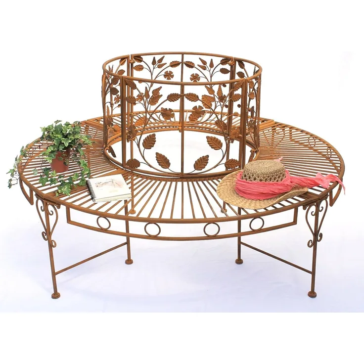 DanDiBo Rundbank Metall wetterfest Braun Ø 140 cm Baumbank 100112 Gartenbank Parkbank