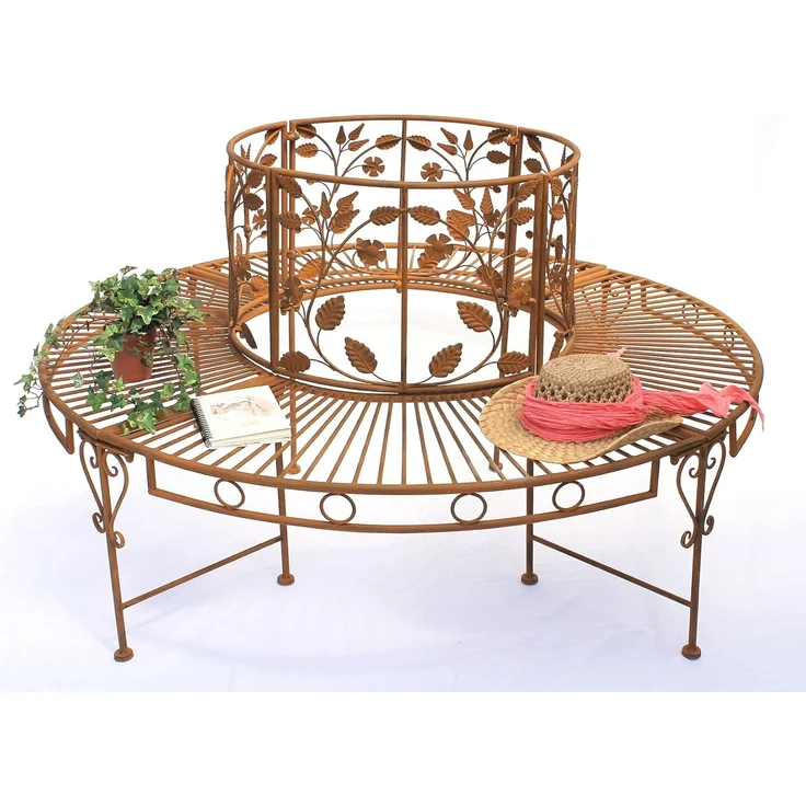 DanDiBo Rundbank Metall wetterfest Braun Ø 140 cm Baumbank 100112 Gartenbank Parkbank – Bild 1