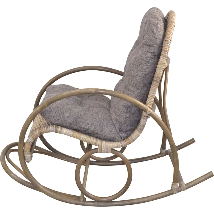 Schaukelstuhl aus Kubu-Rattan handgefertigt, naturgrau inkl. Kissen braun – Bild 2