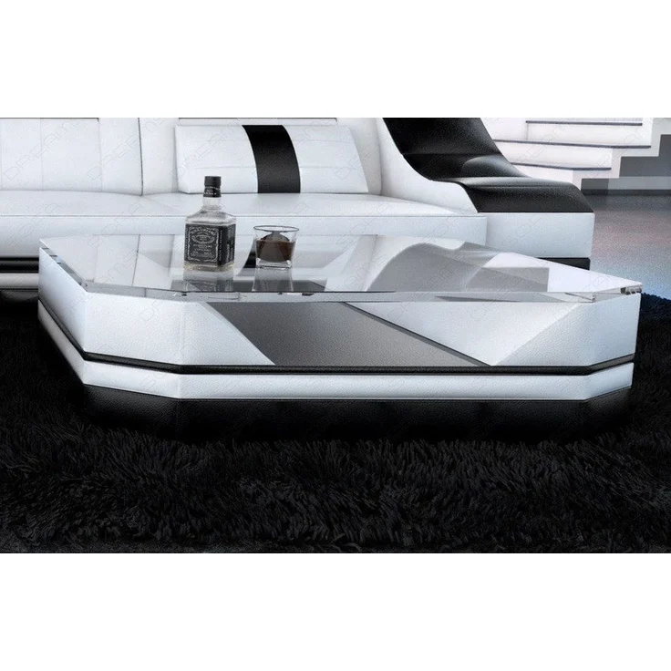 Sofa Dreams - Wohnzimmertisch Turino – Modern & Stilvoll - Kunstleder - Weiß-Schwarz – Bild 2