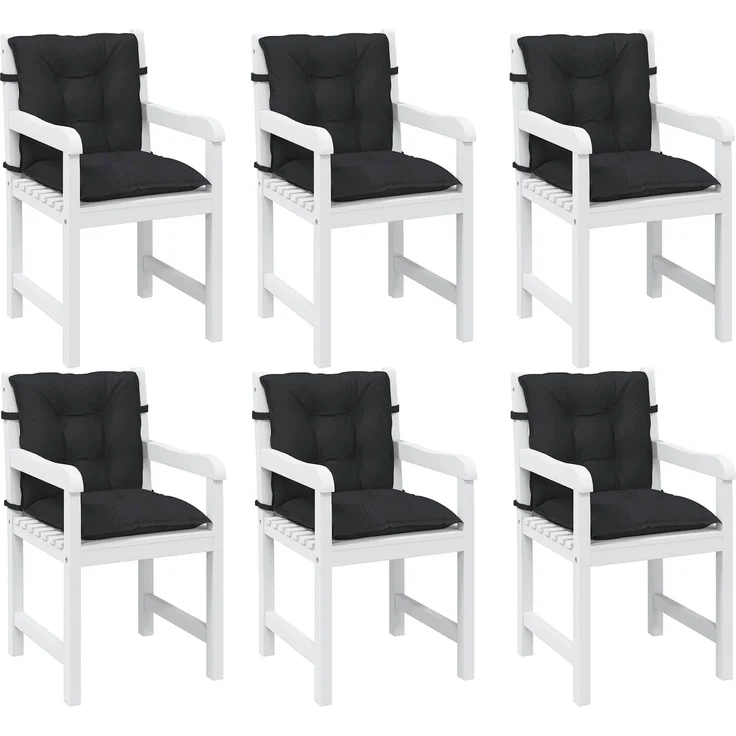 vidaXL Niedriglehner Stuhlkissen Set 6 pcs Melange Schwarz 4002402 – Bild 3