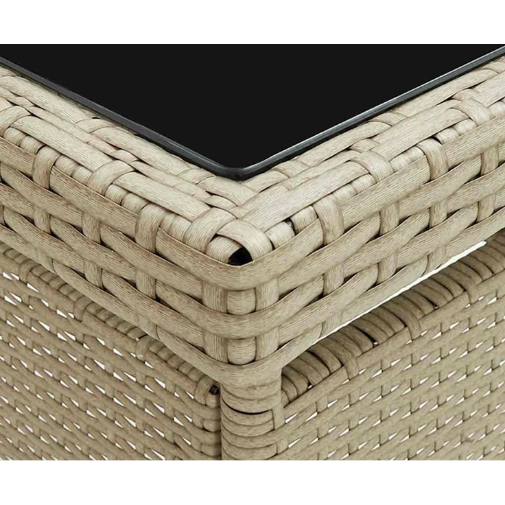 Gartentisch, Esstisch, Küchentisch Beige Poly Rattan und Glas – Bild 4