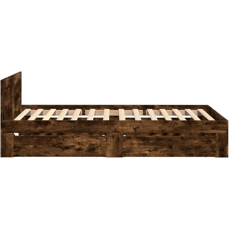 vidaXL Bettgestell mit Kopfteil Räuchereiche 75x190 cm Holzwerkstoff 3295622 – Bild 5