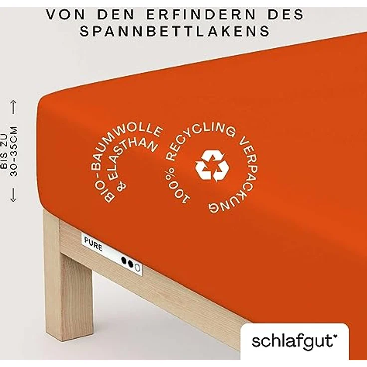 Schlafgut Spannbetttuch Pure, Rot, 120-130x200-220 cm, Oeko-Tex® zertifiziert, bügelfrei, weich und anschmiegsam, perfekter Sitz – Bild 2