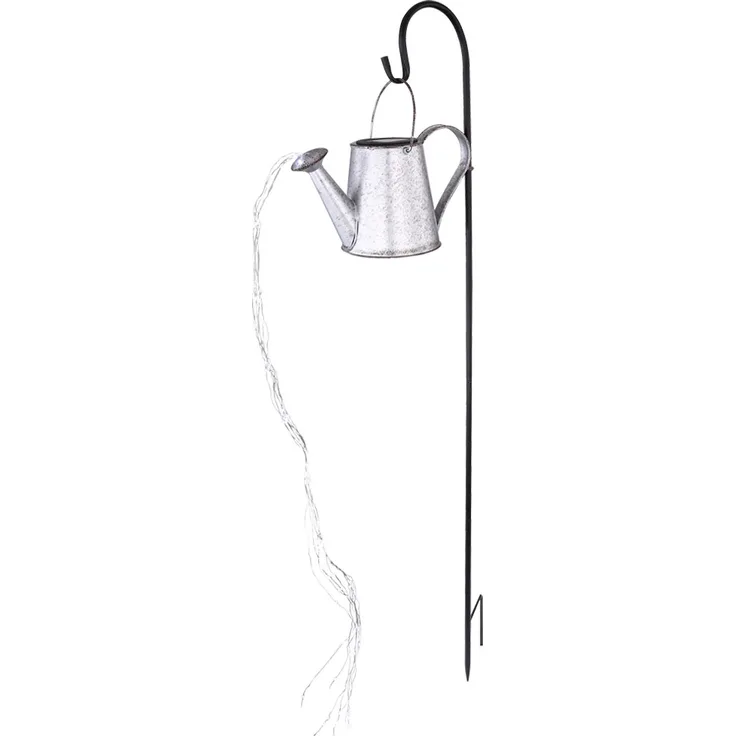 LED Solar-Steckleuchte, Gießkanne, silber-grau, H 112 cm