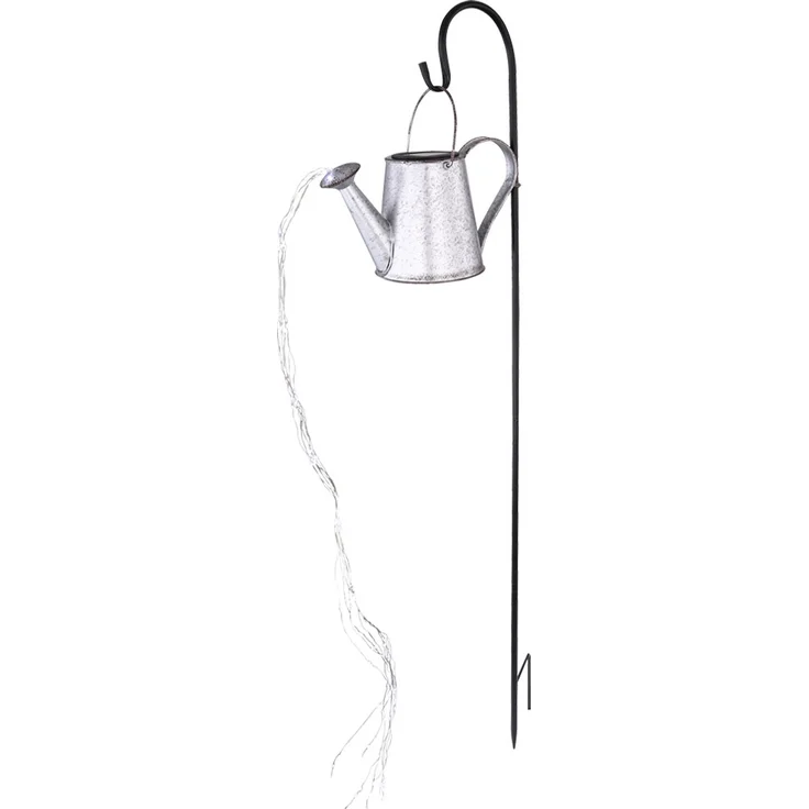 LED Solar-Steckleuchte, Gießkanne, silber-grau, H 112 cm – Bild 1