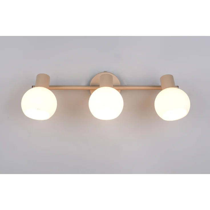 LED Deckenstrahler 3-flammig aus Metall in Beige mit Glasschirmen, Breite 45cm – Bild 5