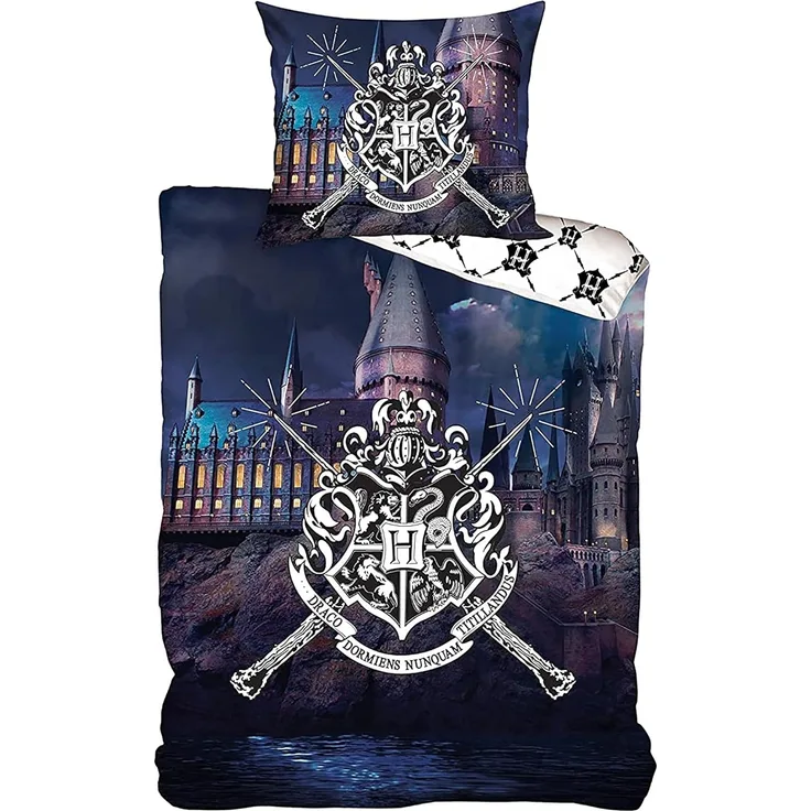 BERONAGE Kinderbettwäsche Harry Potter Magic Wands Bettwäsche Linon / Renforcé 924, 100% Baumwolle, 2 teilig, 135x200 + 80x80 cm mit Reißverschluss