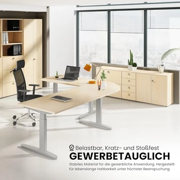 bümö Tischplatte 200x100 cm in graphit, Schreibtischplatte aus Holz, Holzplatte, Spanplatte kratzfest beschichtet, ABS-Kante, 120 kg Tragkraft für DIY Homeoffice Schreibtisch & mehr, PL-2E-G – Bild 6