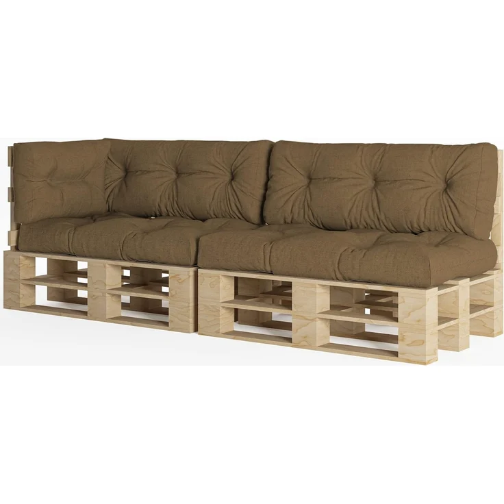 chilly pilley Palettenauflage Schaumflocken palettenkissen Palettenpolster Palettenmöbel Palettensofa Rückenlehne Sitzkissen Seitenkissen Set (5er Set Braun) – Bild 1