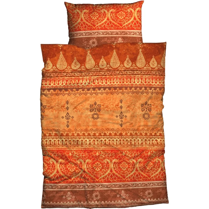 CASATEX Bettwäsche Indi Terra-Orange Biber 200 x 220 + 2x 80 x 80 cm – Bild 1