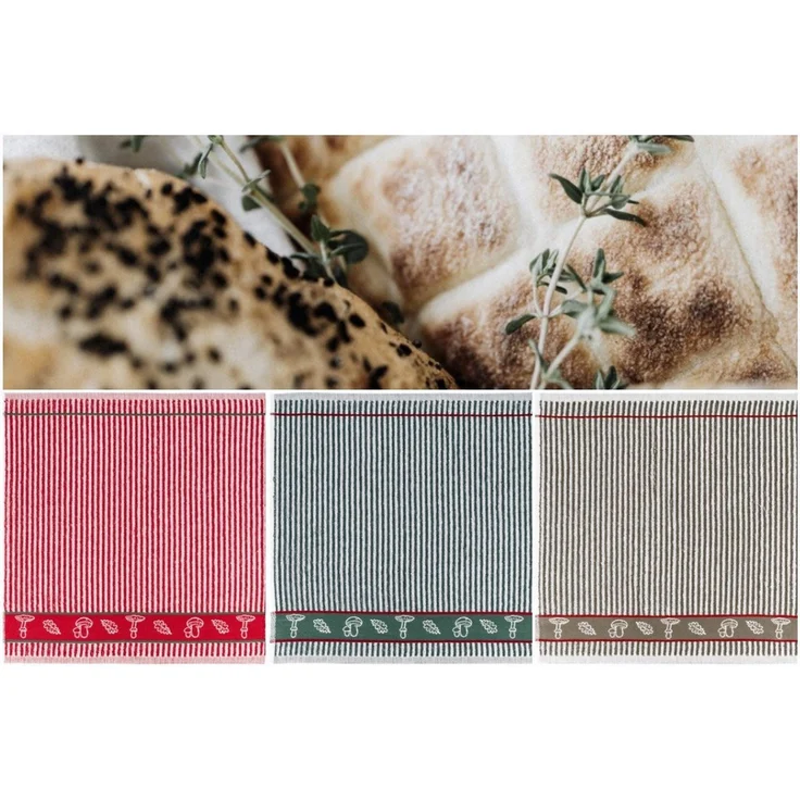 Kracht Geschirrtuch Waldpilze, (Set, 3-tlg, Set), 3er Pack Frottee Küchenhandtücher (3 Stück) ca. 50x50cm Baumwolle – Bild 3