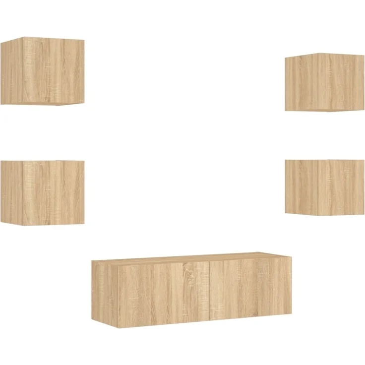 vidaXL 5-tlg. TV-Wohnwand mit LED-Leuchten Sonoma-Eiche 3216862 – Bild 7