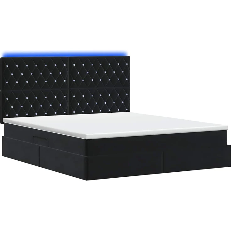vidaXL LED-Speicherbett mit Matratze Schwarz 160 x 200 cm Samt 3460082 – Bild 9