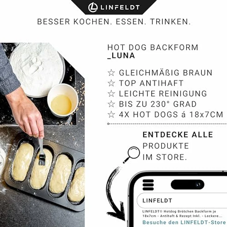 LINFELDT Baguetteblech Premium Baguette / Hot-Dog Backblech mit Antihaftbeschichtung – Bild 7
