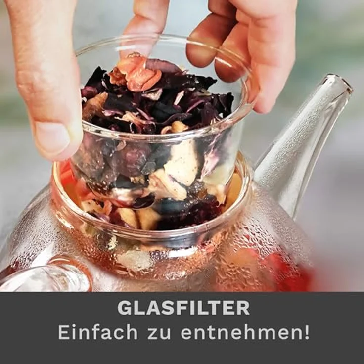 Creano Teekanne Creano Teekanne aus Glas 0,8l - Glasteekanne mit Glas-Sieb und Deckel, 1x Glasteekanne mit Glassieb – Bild 6