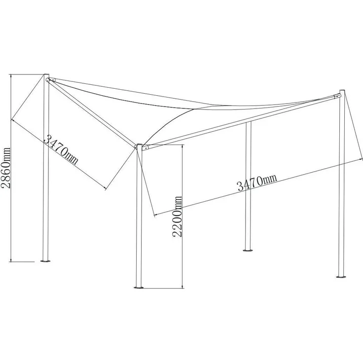 Sonnensegel Pavillon ORLANDO 3,5x3,5 Meter mit Plane PVC-bechichtet weiss – Bild 2