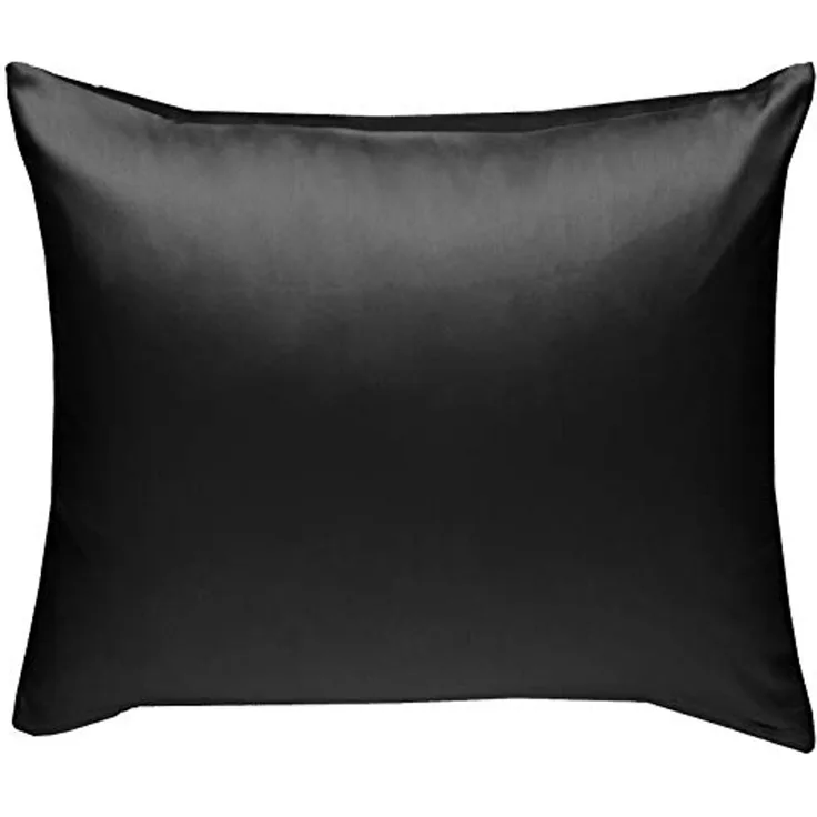 Bettwaesche-mit-Stil Mako-Satin / Baumwollsatin Bettwäsche uni / einfarbig schwarz Kissenbezug 50x50 cm
