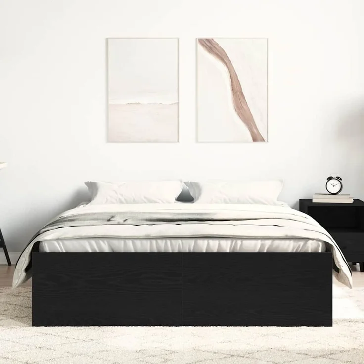 vidaXL Bettgestell ohne Matratze Schwarz Eichen-Optik 135x190 cm 3329317 – Bild 3