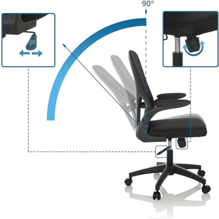 MID.YOU Drehstuhl, Schwarz, Textil, 60 cm, ergonomische Rückenlehne, inklusive Armlehnen – Bild 4