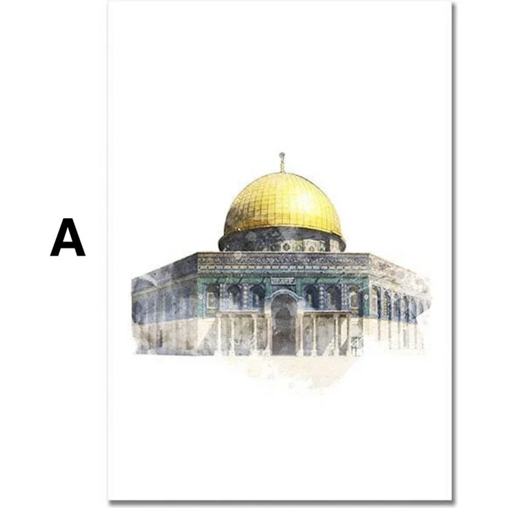 JUSTGOODMOOD Poster Al Aqsa Mosche Kaaba Wandbilder Wohnzimmer Schlafzimmer Deko Print Bil, C (1 St) – Bild 3