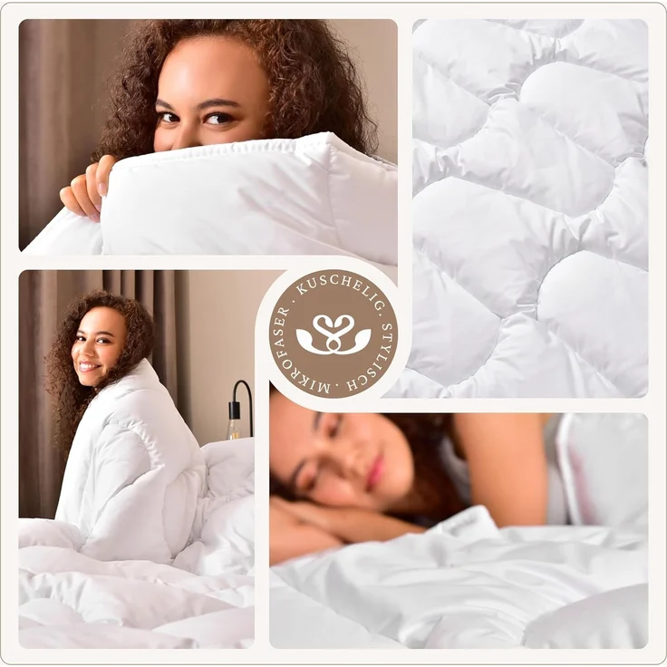SEI Design Microfaserbettdecke SWAN De Luxe Winter 200x220 cm, Füllung: 100% Polyester Mikrofaser, Bezug: 100% Baumwolle, Vegane Alternative zu Daunen – Bild 7