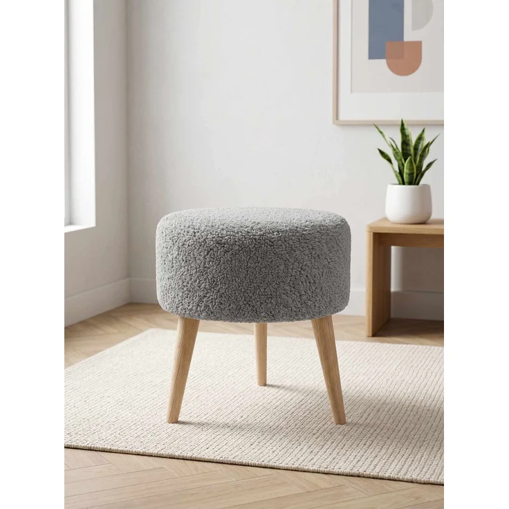Hanah Home 'Az-Ovl-Ws - Light Grey' Pouffe, Hellgrau, 40 x 42 x 40 cm – Bild 1