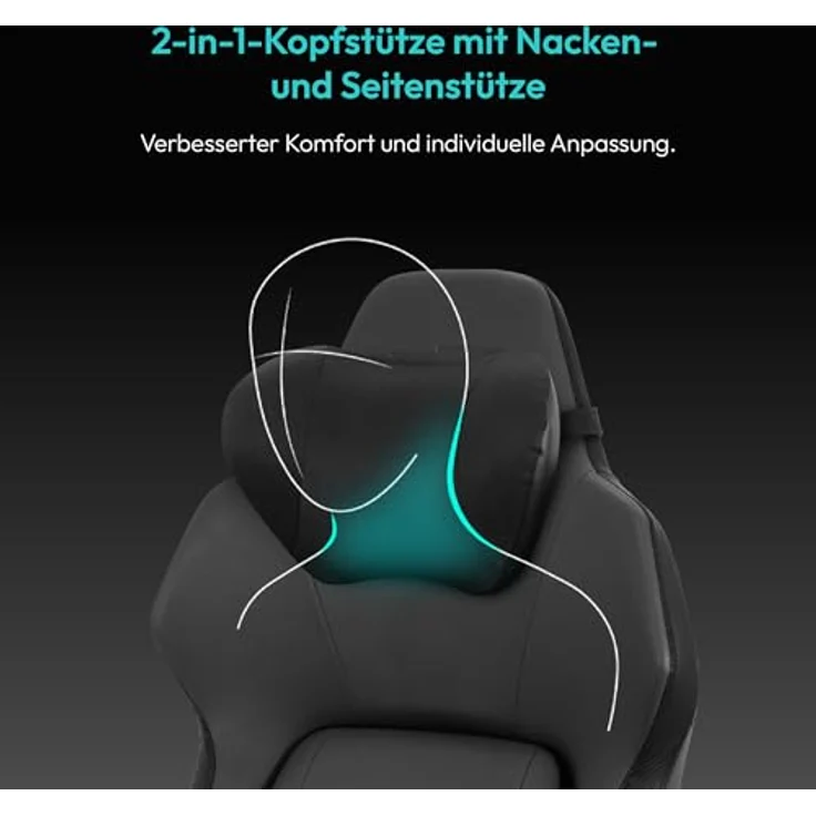 ThunderX3 CORE Smart, Ergonomischer Gaming Stuhl mit hochwertigem Kunstleder, integrierter Synchronmechanik, gepolsterten 3D-Armlehnen, Modern Schwarz, bis 125 kg belastbar – Bild 4