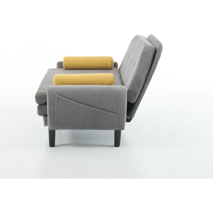 ZUBALIYA Sofa mit Stauraum, mit Cordbezug, mit Schaumstoffpolsterung, für Wohnzimmer und Apartments, mit stabilem Untergestell, Grau – Bild 5