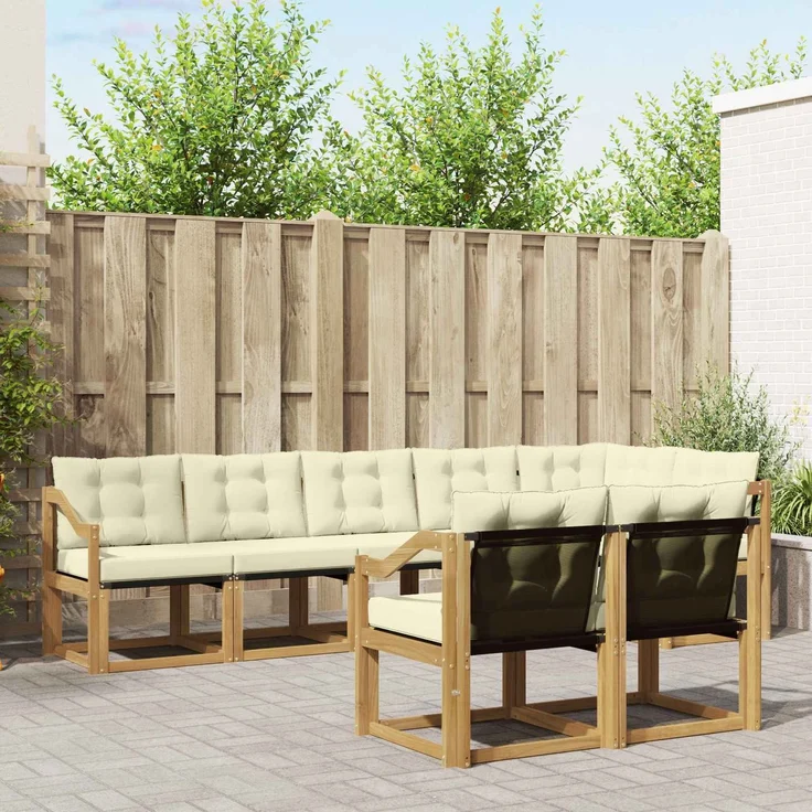 vidaXL Outdoor-Sofagarnitur 8 stk. 7-Sitzer Weiß und Creme 3389604 – Bild 1